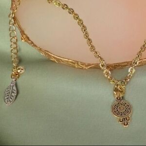 Gold Choker Collar Pendant Necklace Boho Bold Whimsigoth Viking Shield 90s 1990s